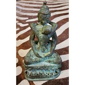 Antique 8 inch Tibetan Yab-Yum Bronze Handmade Statue Shakti Buddha Fertility